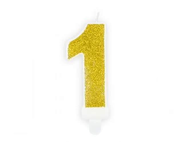 Hovedbilde Bursdagslys 1 År Gull Glitter