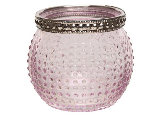 Hovedbilde Telysholder Lilla/Lavendel Dots Med Sølvkant Stk