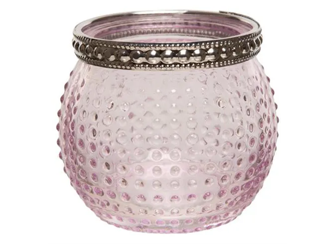 Hovedbilde Telysholder Lilla/Lavendel Dots Med Sølvkant Stk