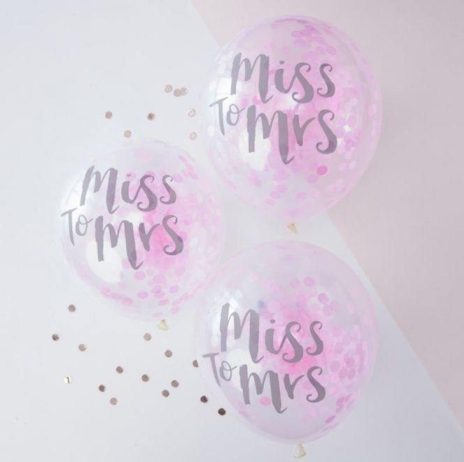 Hovedbilde Confetti ballonger miss to mrs rosa