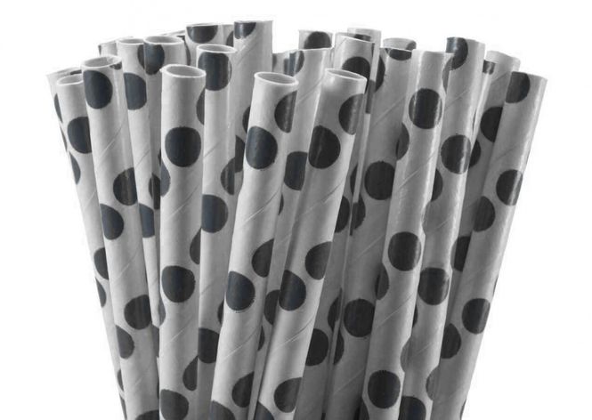 Hovedbilde Papirsugerør Dots Sort 10-pk