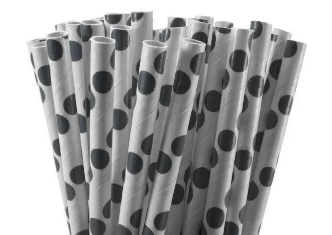 Hovedbilde Papirsugerør Dots Sort 10-pk