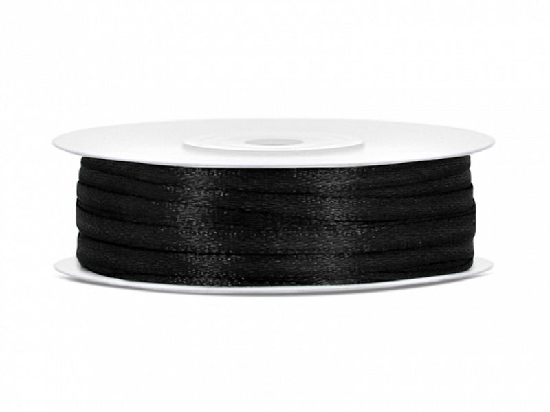 Satengbånd Sort 0,3cm 50m