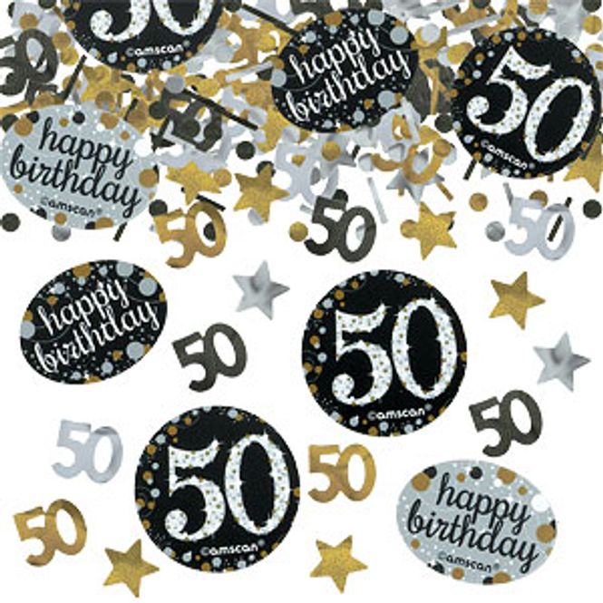 Hovedbilde Confetti 50 år Sort Sølv Og Gull