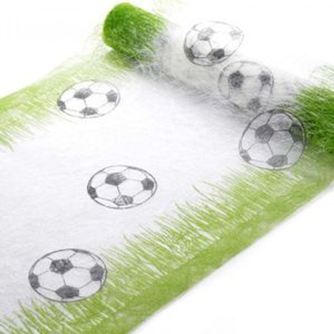 Hovedbilde Bordløper Sizoweb hvit m/fotballer 30cm 5 meter