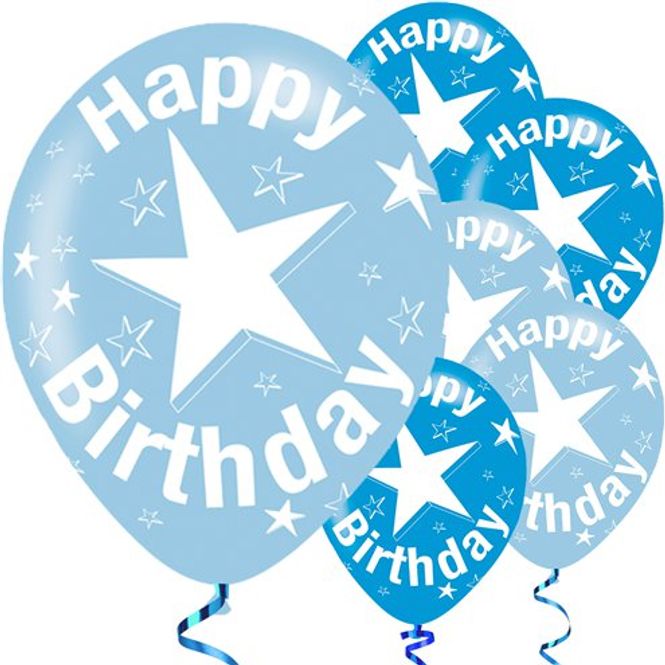 Hovedbilde Ballonger Happy Birthday Stjerne Lyseblå 6-pk