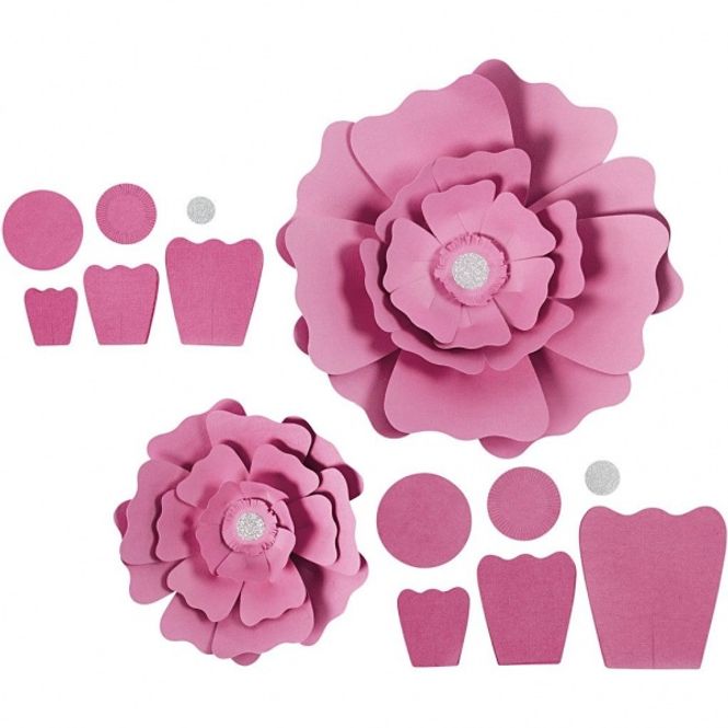 Hovedbilde Papirblomster rosa 2-pk dia 15 og 25 cm