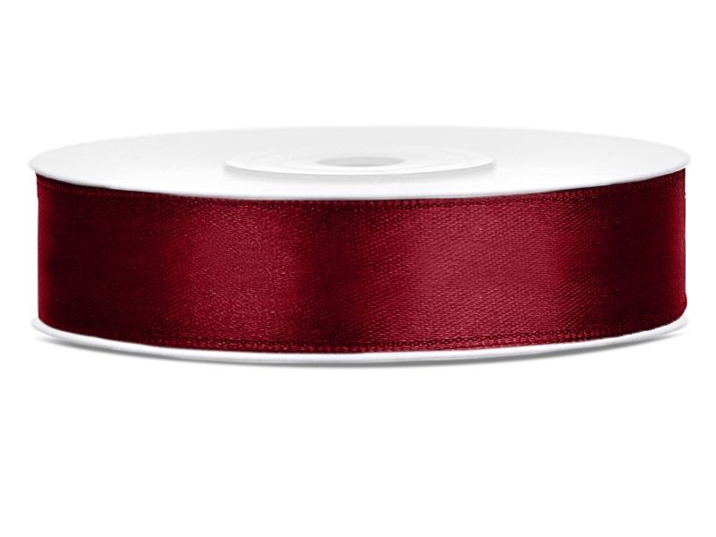 Satengbånd Dyp Rød 1,2cm 25m