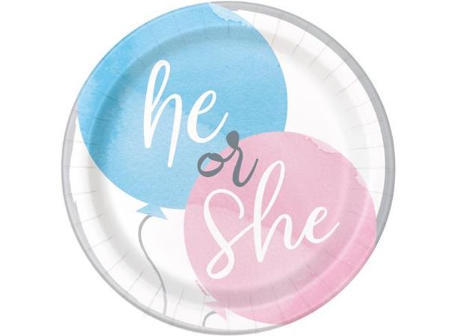 Hovedbilde Gender Reveal Party - 8 Runde tallerkener i papp ...