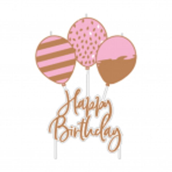 Hovedbilde Bursdagslys Happy Birthday Rosegull 6,2x11,3cm