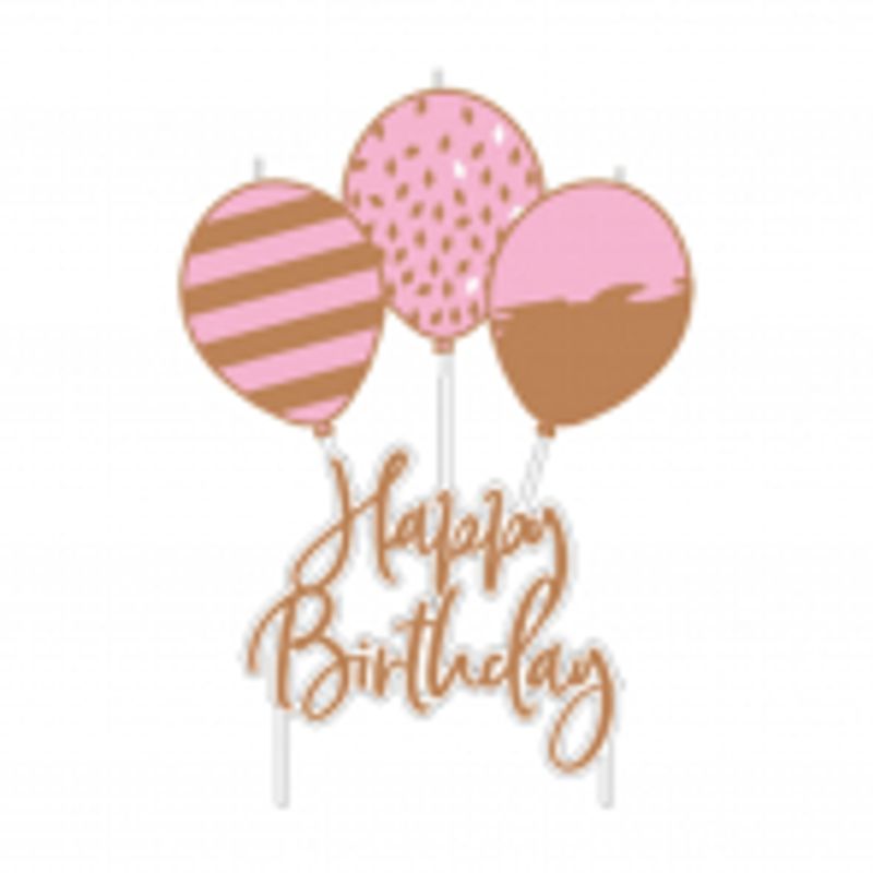 Bursdagslys Happy Birthday Rosegull 6,2x11,3cm