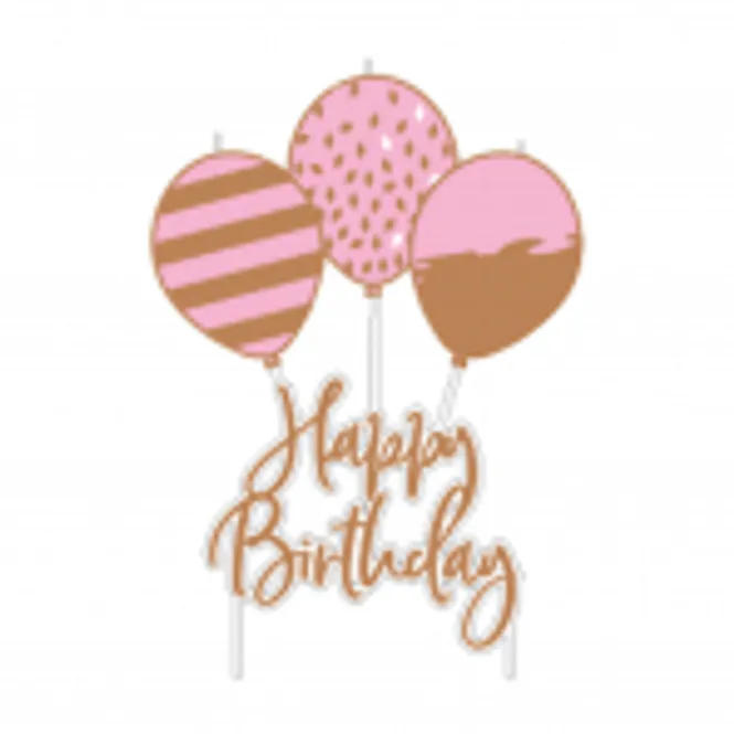 Hovedbilde Bursdagslys Happy Birthday Rosegull 6,2x11,3cm