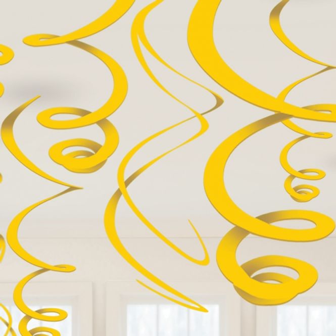 Hovedbilde Hengende Swirls Pynt Gul 12-pk
