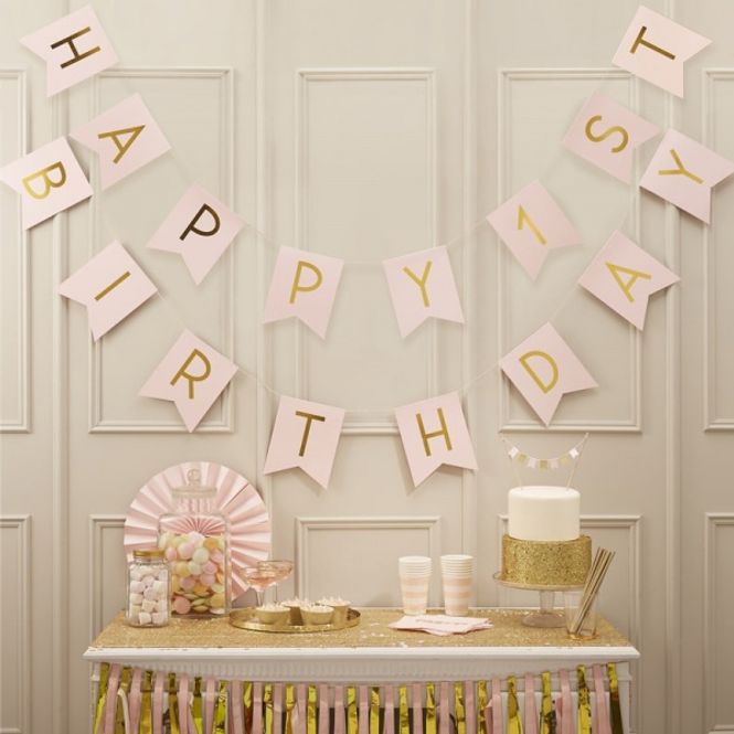 Hovedbilde Banner Happy 1st Birthday Rosa