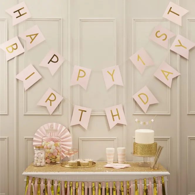 Hovedbilde Banner Happy 1st Birthday Rosa