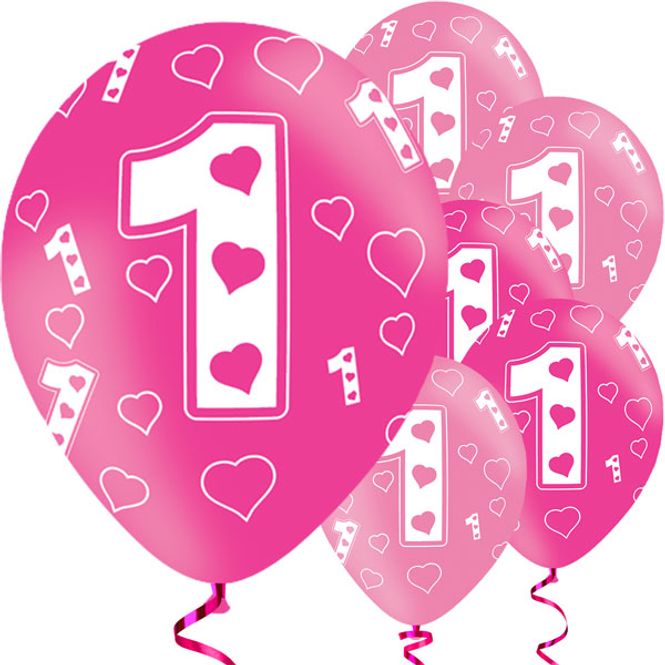 Hovedbilde Ballonger 1 år Rosa/Pink 6-pk