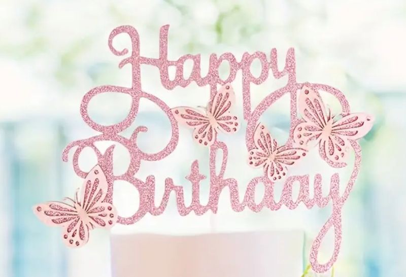 Kaketopp - Happy Birthday Lys rosa