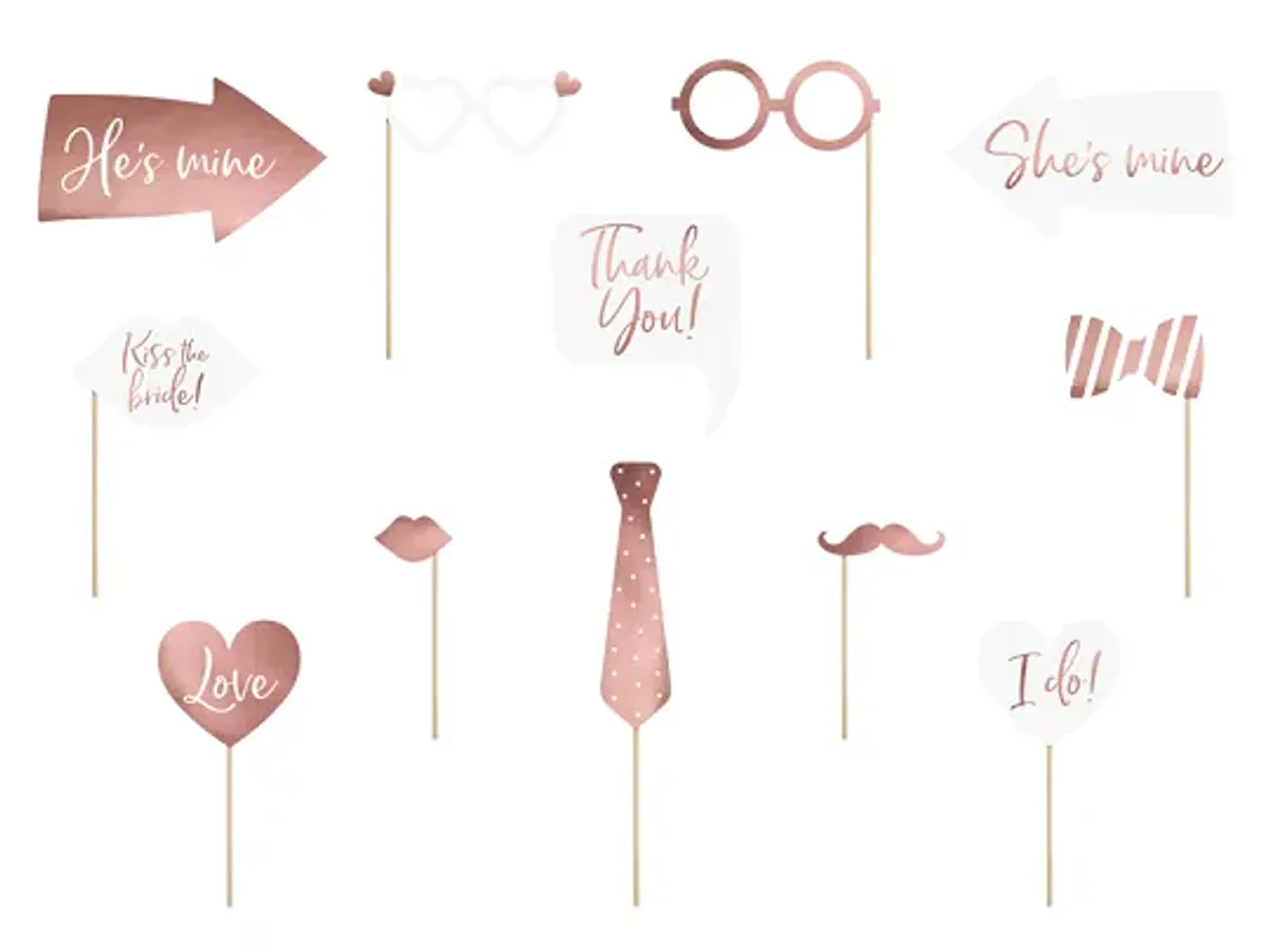 Photo Booth Wedding mix rosegull 10stk
