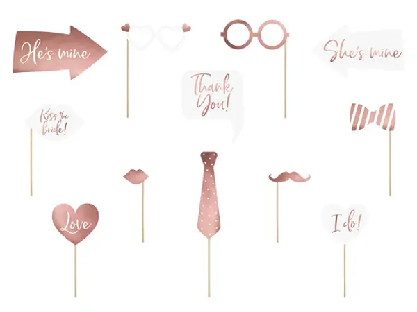 Hovedbilde Photo Booth Wedding mix rosegull 10stk