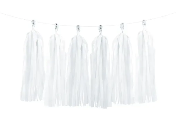 Hovedbilde Tassel Girlander hvit 12-pk