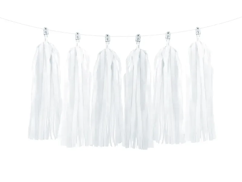 Tassel Girlander hvit 12-pk