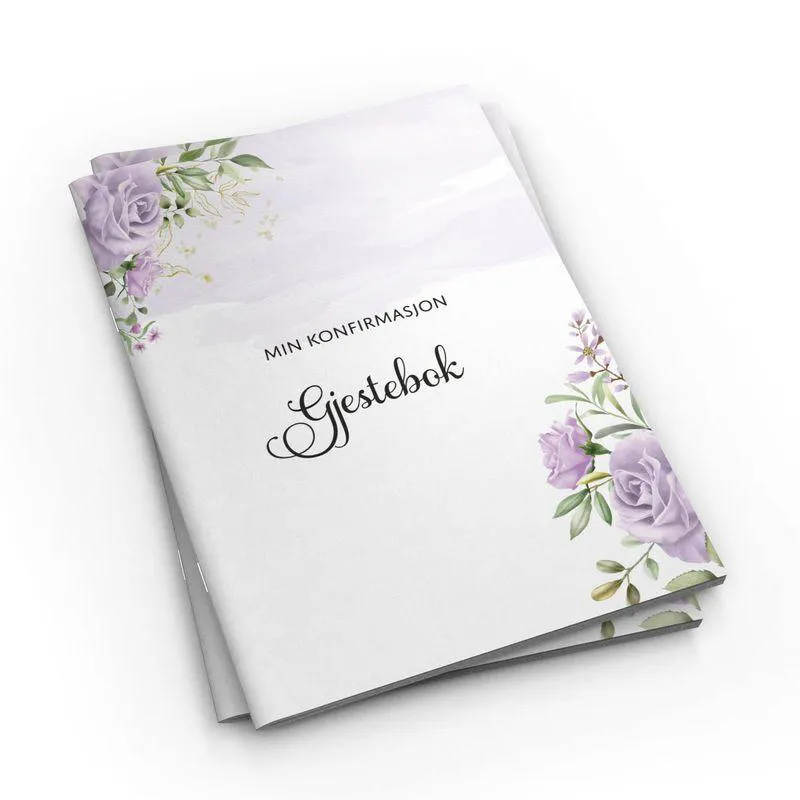 Gjestebok - Min konfirmasjon Lilla rose